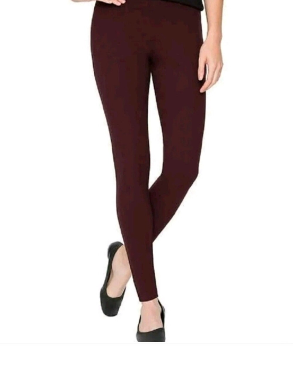 Matty M High Rise Burgundy Ponte Leggings With Pockets Slim Women's Comfort Pant